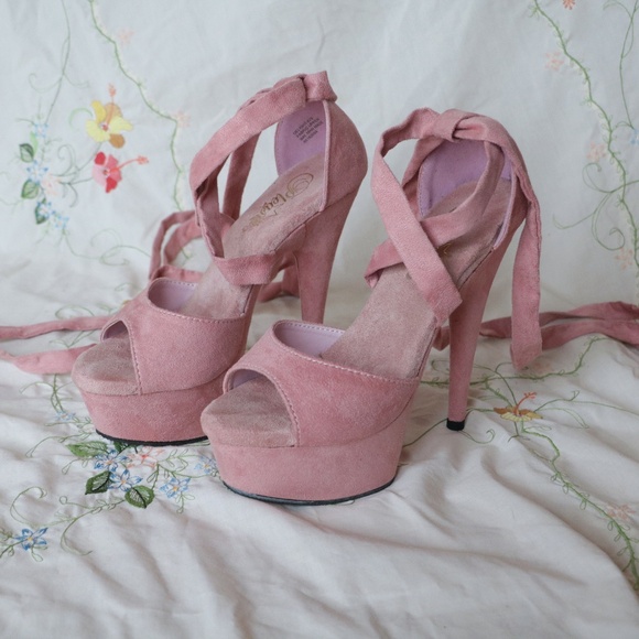 Pink Velvet Ballerina Pleasers - Picture 15 of 15